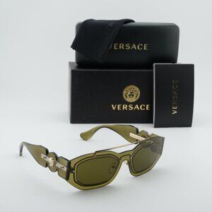 Versace VE2235 125271 Geometric Sunglasses – Transparent Green/Green